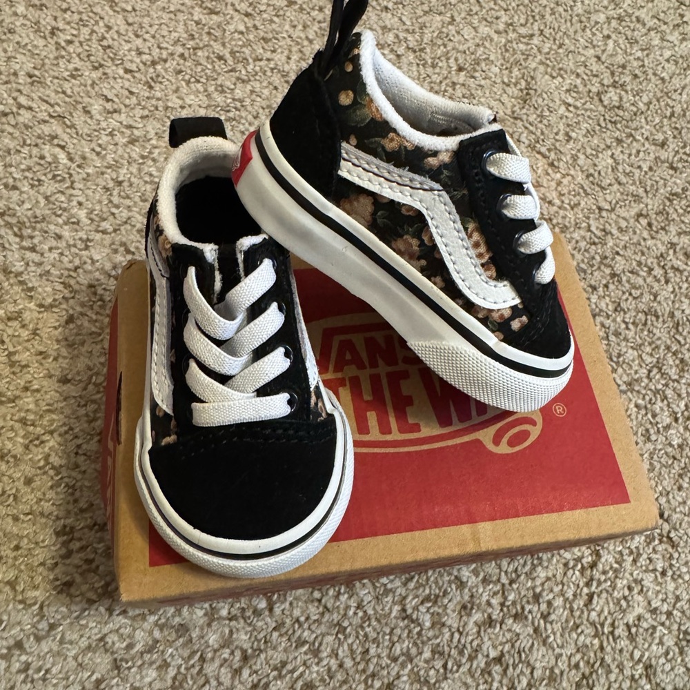 Vans Kids Black Floral Sneakers